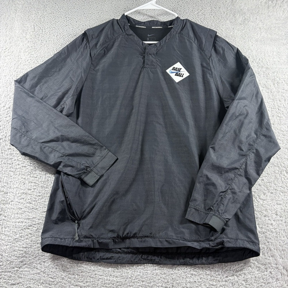 Nike Baseball Windbreaker Pull Over Mens‎ Medium Blue Vented Lightweight Warmup